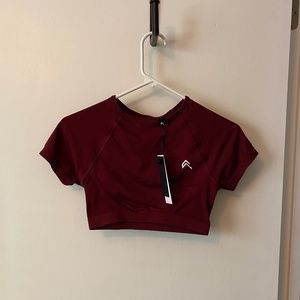 Oner Active Effortless Seamless Short Sleeve Crop Top - Size S in Rosewood